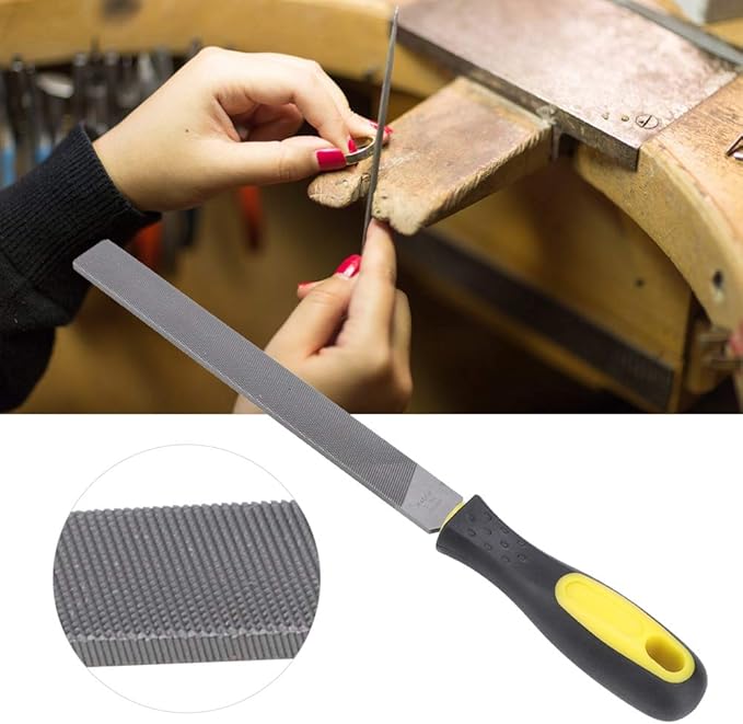 Atyhao 8in Large Flat File, Hand File Tool Sharpening Tool Steel File Grinding Blade with Handle for Sharpening Knife Axe Hatchet Metal(coarse-Tooth)