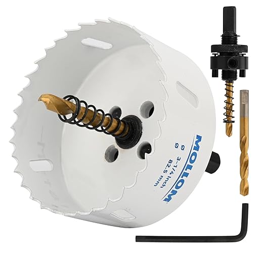 Mollom (82.5mm | 3-1/4") HSS M42 with 8% Cobalt BI-Metal Hole Saw with 2 Pilot Drill Bits & Arbor Smooth Cutting for PVC,Drywall,Wood,Plastic,Gypsum Board,Rubber