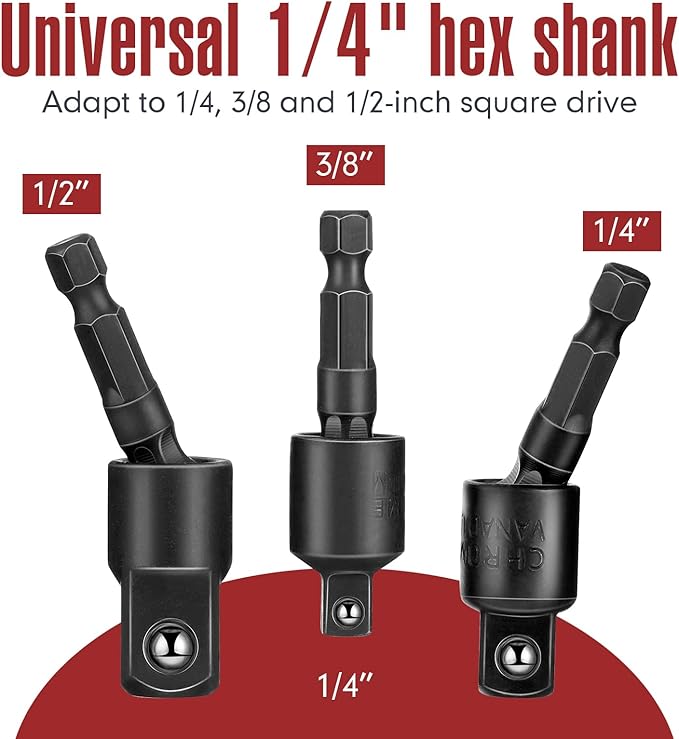 Therwen 18 Pcs Flexible Drill Bit Extension Set 105째 Right Angle Drill Bit Attachment 1/4, 3/8, 1/2 Inch Hex Adapter Socket Socket Wrench Bendable Magnetic Extender Screwdriver Electric Manual Tool