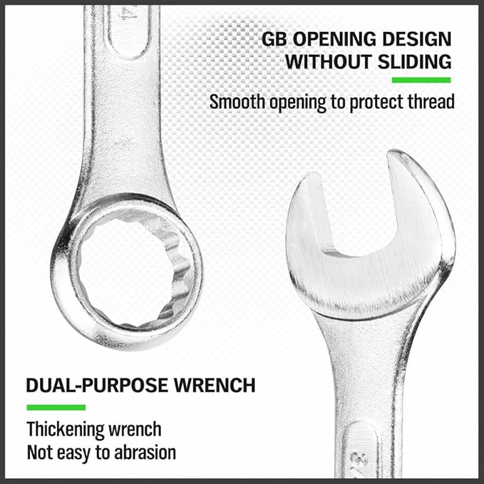 SWANLAKE GARDEN TOOLS 26-Piece Combination Wrench Set with Roll-up Pouch, SAE 1/4??- 1?? Metric 8mm - 24mm, Perfect for General Household, Garage, Auto Repairs and Travel Emergency