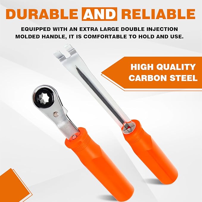 BARTOO 2PCS Automatic Slack Adjuster Tools, 5/16'' Double Square Ratcheting Wrench & Fork End Release Tool, Brake Adjustment Tool for Semi Truck, Heavy Duty Truck,Trailers