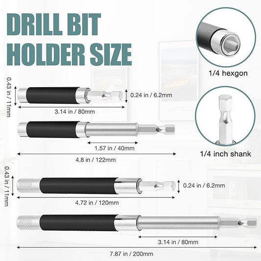 Drill Bit Holder 3.1/4.7?쇺? Drill Bit Extension 5 Pcs, Magnetic Bit Holder 1/4?쇺?Hex, Drill Extension Bit Holder Carbon Steel with Telescopic Sleeve for Screwdriver Bit Nut Socket by XIOGZAXI