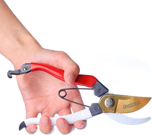 Gardeness Japanese Titanium Pruning Shears, Lightweight SK5 Bypass Garden Secateurs ??Easy-Grip Hand Pruners for Women, Roses, Bonsai, Trimming & Everyday Gardening