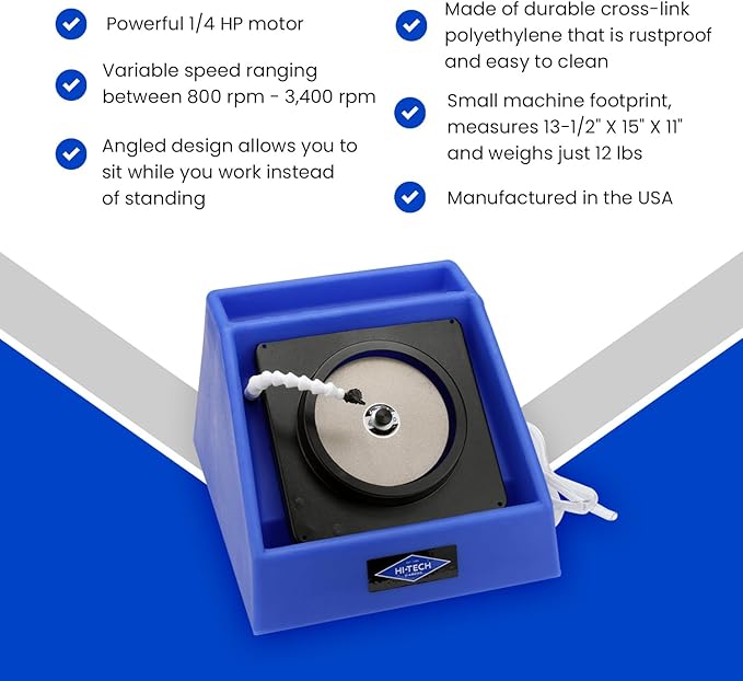 Hi-Tech Diamond 6" Slant Cabber - Cabbing Machine Lapidary Equipmentt - Grinder Tool & Rock Polisher, Variable Speed Motor, Includes Rock Polishing Kit for Stones, Minerals, and Gem Shaping