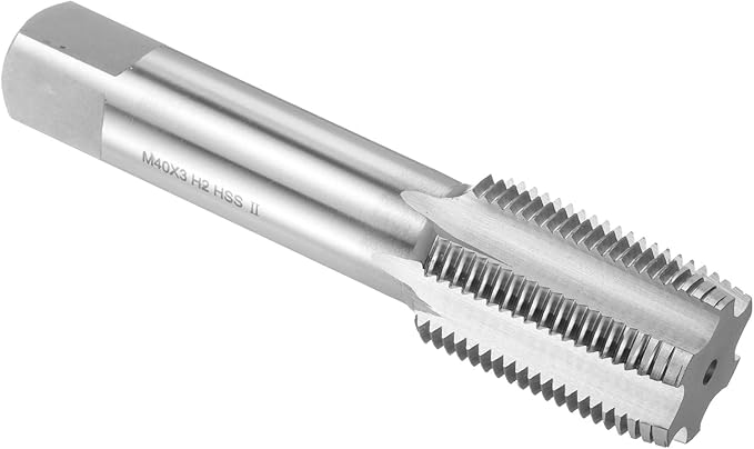 uxcell Hand Plug Tap M40 x 3 H2 Metric Thread Plug Style Taps Straight Flute Screw Tapping Threading Tool High Speed Steel HSS6542