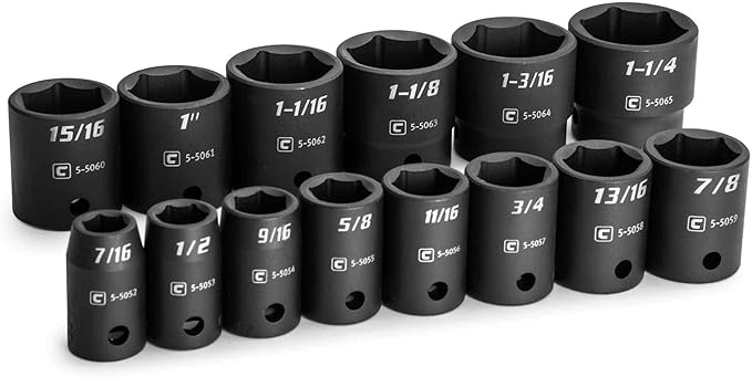 Capri Tools 1/2 in. Drive Shallow Impact Socket Set, 7/16 to 1-1/4 in, SAE, 14-Piece