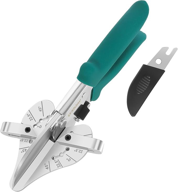 O?셎hine 22.5 Degree Miter Shears For Angular Cutting Molding Wood Crafting, Quarter Round Cutting Tool Shoe Molding Cutters, Multi Angle Miter Shear Cutter Trim Cutter Hand Tool, w/ 1pc Extra Blade