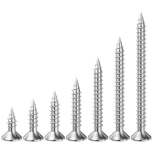 (800Pcs) #6x1/2 Wood Screw Quick Metal Self Tapping Flat Head 304 Stainless Steel