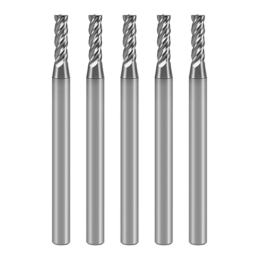 5PCS Carbide End Mill Set 1/16??HRC70 4 Flute Square Nose CNC Milling Bits, Carbide Rod from GESAC, for TC4/18 Titanium Alloy, 1.4848/1.4837 Steel, Stainless Steel, High Temperature Alloy