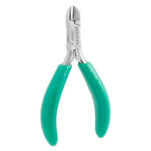 Excelta 2899EHT Small Round Head Semi-Flush Cutter, SS/Carbide Inserts, .008-.012" Hard Wire Capacity, Anti-Static Grip, 4.5", Intermediate