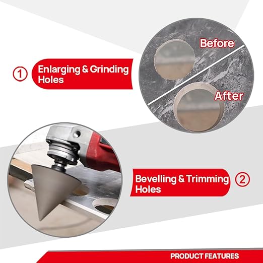 DT-DIATOOL Diamond Beveling Chamfer Bit 3 Inch, 2-Pack for Tile Granite Marble Existing Holes Enlarging Polishing Shaping Holes
