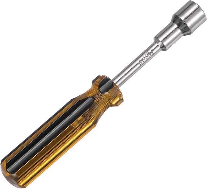HARFINGTON Metric Hex Nut Screwdriver 12mm Carbon Steel Ergonomic PVC Grip Non-Magnetic Socket Wrench Screwdriver Hand Tool for Automotive Maintenance Home Improvement.