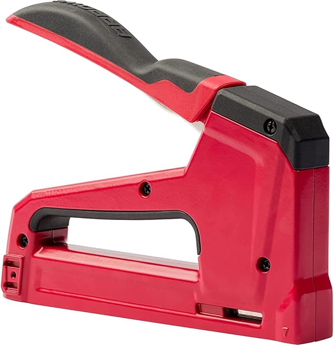 Arrow T50RED2 Heavy Duty Manual 2-in-1 Staple Gun and Brad Nailer for Upholstery, Framing, Insulation, Crafts, and Furniture, Red