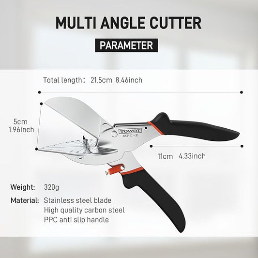 TOWOT Multifunctional Trunking Miter Shears for Molding and Trim Cutter,Adjustable at 45 To 135 Degree With Safety Lock Hand Tools for Cutting Plastic, PVC and Molding Trim, with Replacement blades