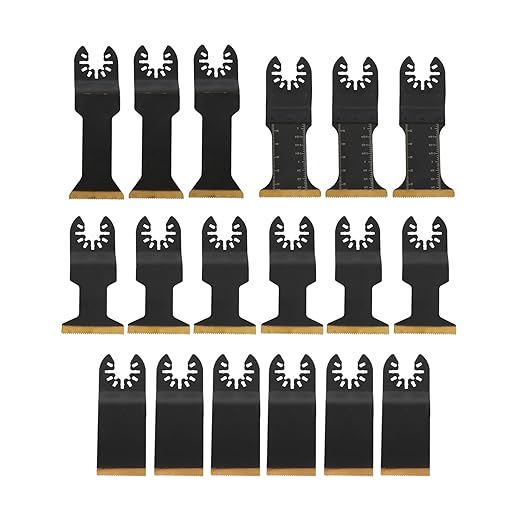 18Pcs Multi Tool Blades Kit Titanium Coated Bimetallic Oscillating Saw Blade Fit for Metal, Wood, Plastic