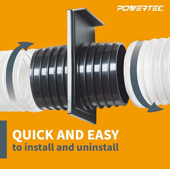 POWERTEC 70192 4" Double Threaded Blast Gate for Dust Collector, Dust Collection Fittings, 1PK