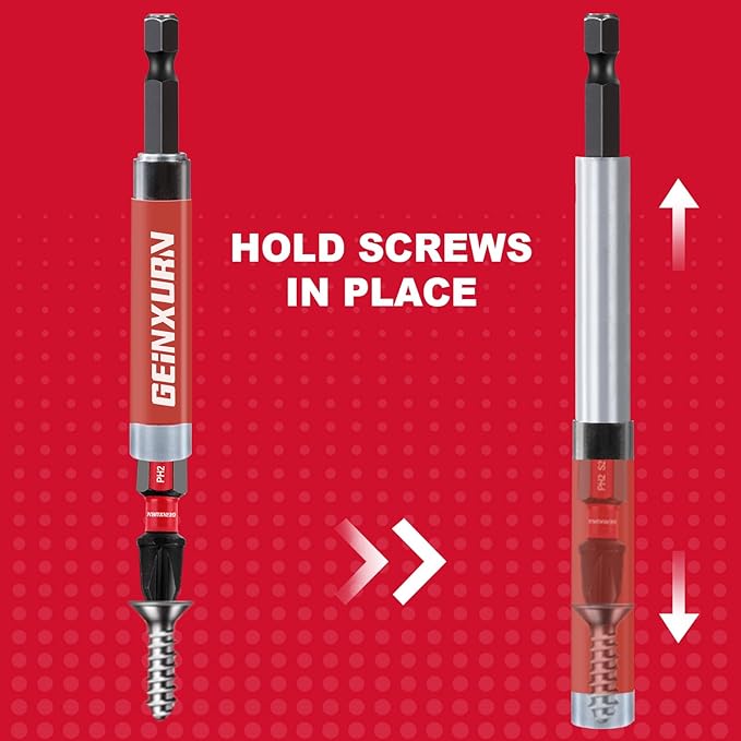 5 PCS Drive Guide with Self Retracting Sleeve, Mixed Length Magnetic Drill Bit Tip Holder for Prevent Screws Shaking When Driving