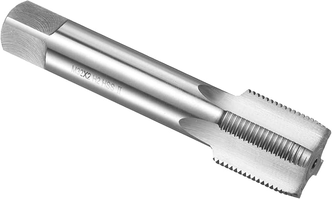 uxcell Hand Plug Tap M32 x 2 H2 Metric Thread Plug Style Taps Straight Flute Screw Tapping Threading Tool High Speed Steel HSS6542