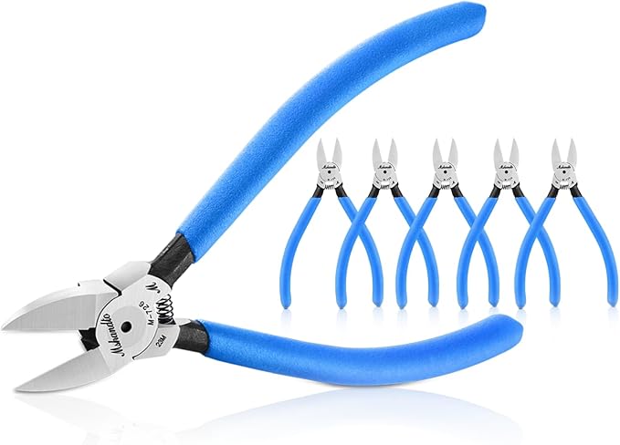 Wire Cutters Flush Cutters for Jewelry Making, Ultra-Sharp Side Cutters, CR-V Diagonal Cutters for Crafting, Flush Cut Pliers for Soft Copper Wire, Floral, Circuit Board (6" 6Pack)
