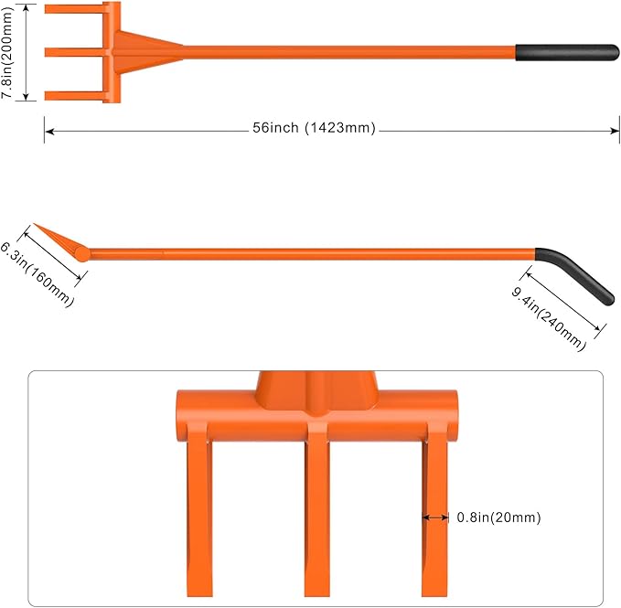 Dolibest 56'' Demo Bar 3-Tine Wrecking Bar, Heavy Duty Steel Pry Bar for Demolition, All-Steel Handle Wrecking Pry Bar, Efficient and Effortless for Renovation and Construction