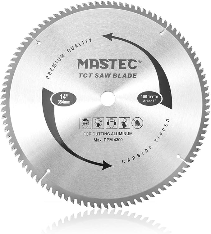 14-Inch 100 Tooth TCG for Aluminum and Non Ferrous Metals Cutting Saw Blade with 1-Inch Arbor
