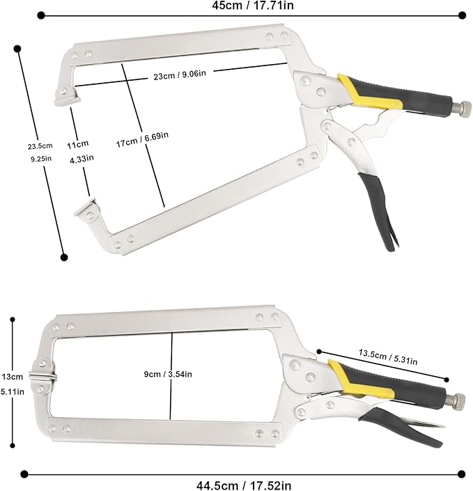 3 Pack 18 Inch C Clamp Locking Pliers,Locking C Clamp, Adjustable Nickel Plated C Pliers For Wood Working, Welding, Electrician Maintenance and more, by GENHAKON