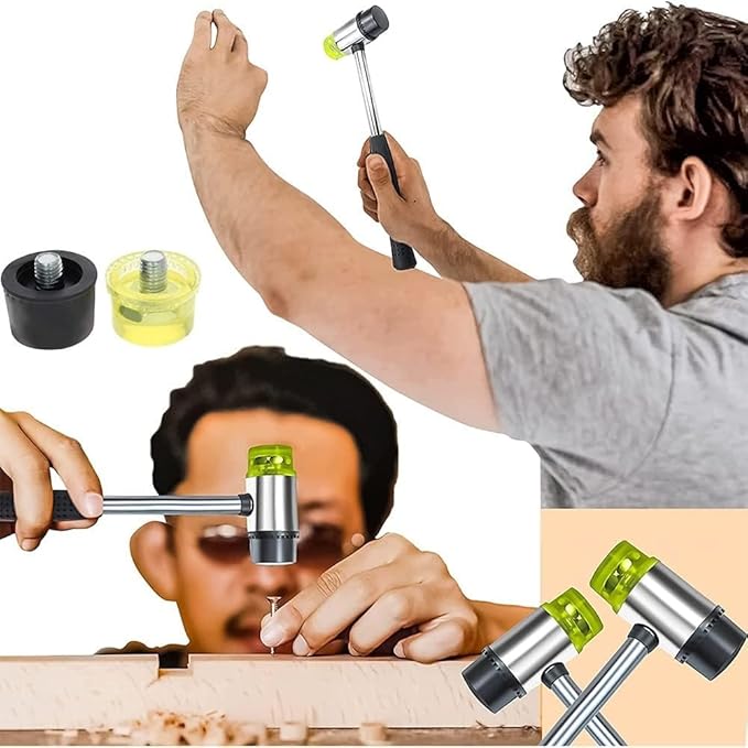4 PCS Replacement Mallet Face, Yellow Black Plastic Replacement Mallet Heads, Replacements Ends for Dead Blow Hammer (Φ40mm)