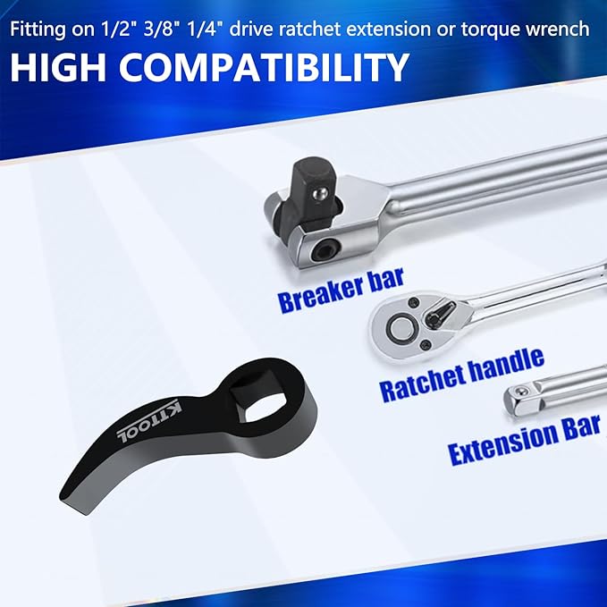 3 Pcs Pry Bar Wrench Adaptor Head Set, Crowbar Adapter Head Tool, Half Shaft Removal Car Repairing Tools 1/2" 3/8" 1/4" D (Square) Profile