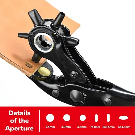 Leather Hole Punch,Belt Hole Puncher for Leather, Revolving Punch Plier Kit for Watches, Handbags, Punch Tool for Belts Diameter : 4.5/4 /3.5/3/2.5/2mm.
