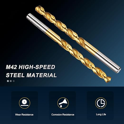PATIKIL 7.5mm Drill Bit, M42 8% Cobalt High-Speed Steel Jobber Straight Shank 135째 Titanium Nitride (TiN) Coated for Hard Metal Stainless Steel - 1 Pack
