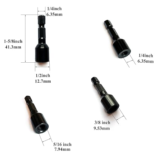 1/4"-20 5/16"-18 3/8"-16 3Pcs Hanger Bolt Driver Double Headed Wood Screws Fully All Threaded Rod Threaded Insert Hexagon Head Drill Driver Bits