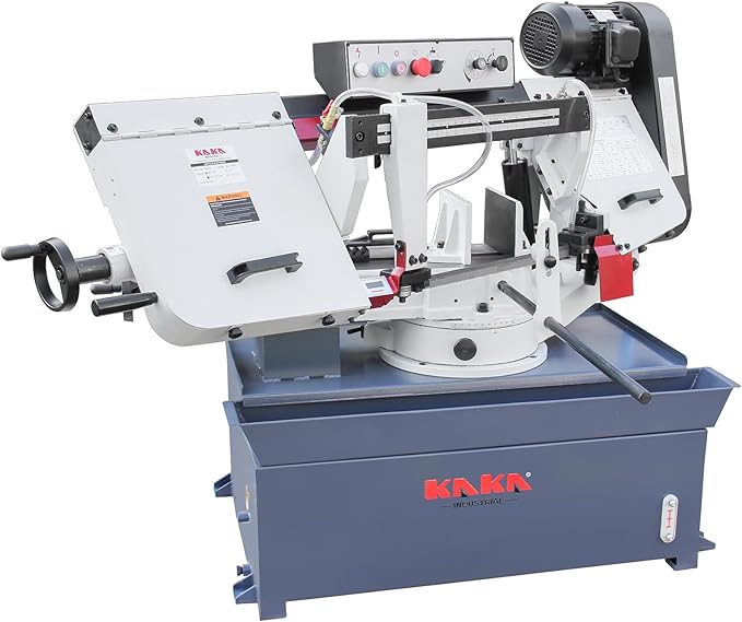 KAKA INDUSTRIAL Metal Band Saw,10Inch (254mm) Swivel Base, 45°Angled Cutting, Hydraulic 4-Speed, 2HP, 220V Single-Phase, Metal Cutting Band Saw For Steel Beams Pipes Structural Fabrication, BS-1018R