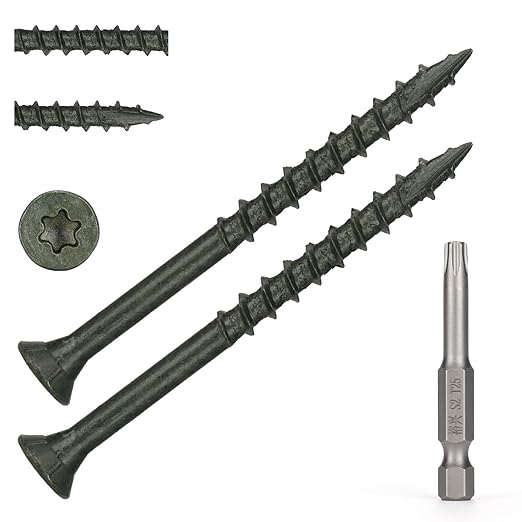 Wood Screws #10 x 2-1/2?쇺? T25 Star Torx Drive Flat Head Deck Screws, Green, 79Pcs (1lb)