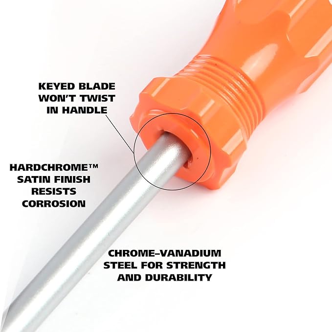 GreatNeck 73731 4-PC Square Screwdriver Set, Chrome Vanadium Steel Screw Driver Set, Magnetized Tip Screwdrivers, Acetate Handle Screw Drivers, Precision-Machined Screwdriver Kit