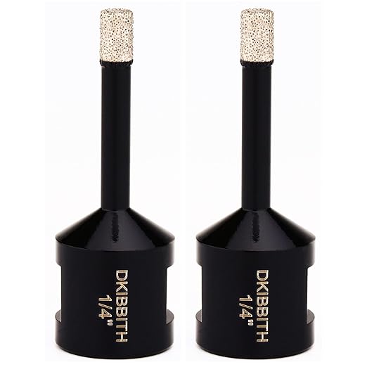 1/4 Inch Dry Diamond Core Drill Bits Set 2 pcs for Ceramic Porcelain Granite Marble Tiles Stone Glass Brick Hard Materials, 5/8-11 Thread for Angle Grinders Wet Polishers, Tile Hole Saws 6mm