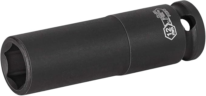 Jetech 3/8-Inch Drive 12mm Deep Impact Socket with 6-Point Design, Heat-Treated Chrome Molybdenum Alloy Steel, Metric