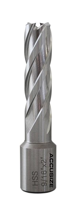 Accusize Industrial Tools 9/16'' by 2'' Cutting Depth H.S.S. Annular Cutterwith 1 Pc Pilot Pin, 2081-2014Pin