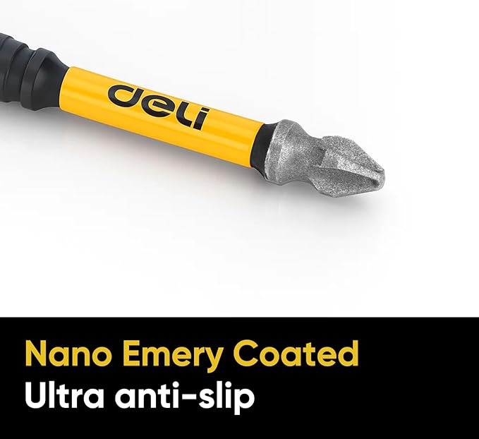 DELI 5pcs Power Bits Phillips Nano Emery Coated Screwdriver Bits 1" 2" 2.5" 3" 4"