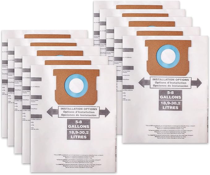 10 Packs High Efficiency Dust Collection Bag Type H 9067133 Disposable Vacuum Bags for 5-8 Gallon Vacuum, Part #90671