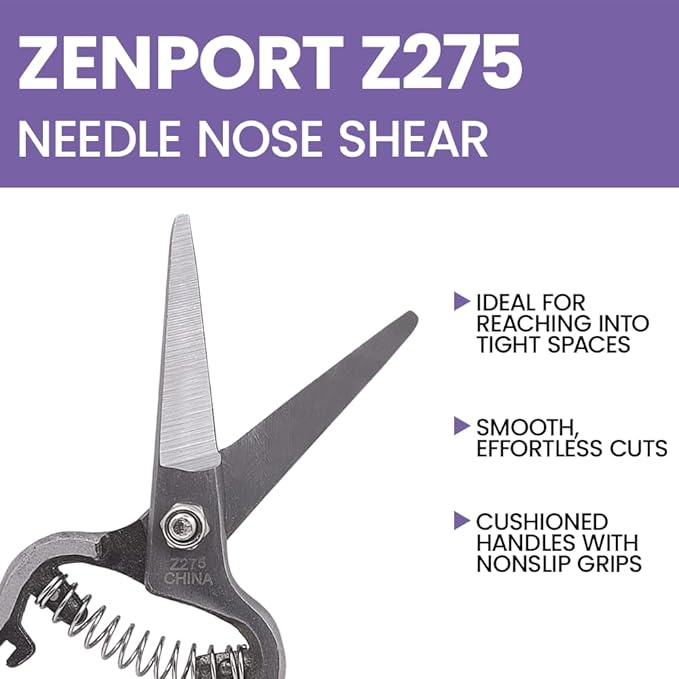 Zenport Z275 Needlenose Shear, Flower, 8-Inch Heavy Duty Forged Steel Straight Blade