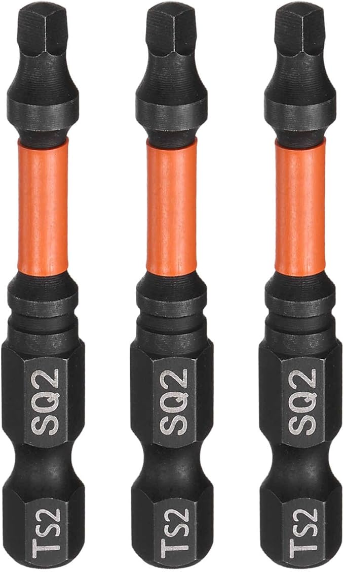 HARFINGTON 3pcs Square Head Screwdriver Bits 1/4" Hex Shank SQ2 Magnetic Head 2" Length S2 Steel Screw Driver Drill Bit for Repair Work Electric Screw Driver