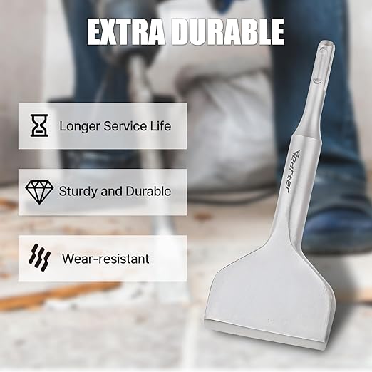 SDS Plus Chisel Bit, 3 Inches Wide Tile & Thinset Scaling Straight Chisel for Hammer Drill, 40Crmo Material Floor Scraper for Concrete & Tile Removal 160 x 75 mm (6.3" x 3")