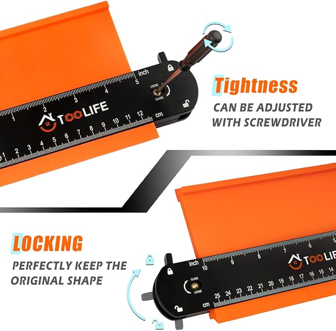 TOOLIFE Connectable Contour Gauge with Lock, Stocking Stuffers竊똆ifts for Men Him Husband Dad,Woodworking Tools for Flooring竊?Cool New Measuring Tool for odd Shape, Christmas Gifts Anniversary Birthday