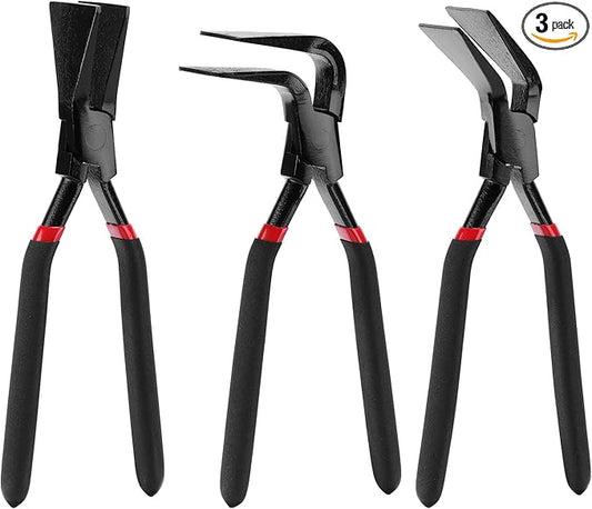 EMENTOL 3-Piece Hand Seamer Sheet Metal Tools, Sheet Metal Bending Pliers Set Straight, 45째 & 90째 Bending Tool for Roofers, Plumbers