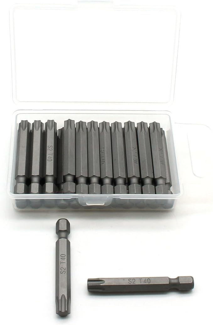 TEMO 25 pc T40 Torx Star Head Screwdriver Bit Set, S2 Steel 6 Point T-40 2 Inch Screwdriver Insert Bits