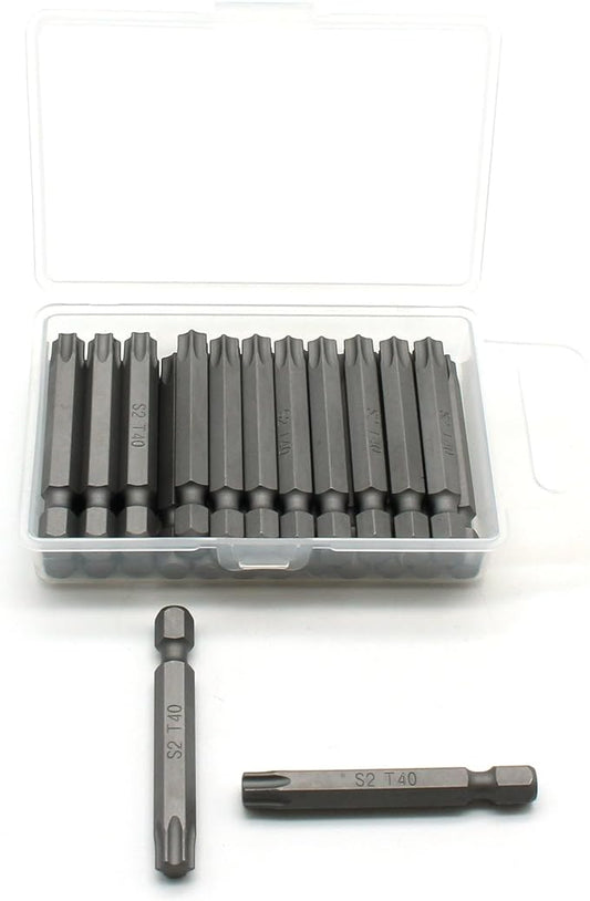 TEMO 25 pc T40 Torx Star Head Screwdriver Bit Set, S2 Steel 6 Point T-40 2 Inch Screwdriver Insert Bits