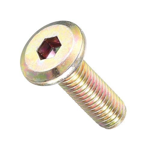 METALLIXITY Flat Head Hex Socket Cap Screws Bolts(M8-1.25x25) 10Pcs, Steel Hex Socket Furniture Bolts Screws - for Furniture Woodworking Project, Yellow