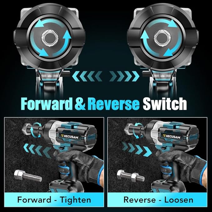 1/2" Cordless Impact Wrench, 1106Ft-lbs (1500N.m) Brushless Impact Gun, 2x4.0Ah Batteries, Max 4200RPM with Reverse Auto-Stop & LED Light for Car Truck Lug Nuts, Auto Repair, Industrial & DIY