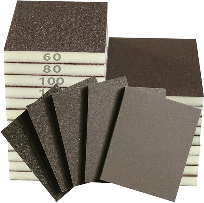 16PCS Sanding Sponge, 60 80 100 120 150 180 240 320 Coarse Medium Fine Grits Sanding Block Wet Dry Sandpaper Sponge竊?Sander Sponges for Wood Drywall Metal Wood