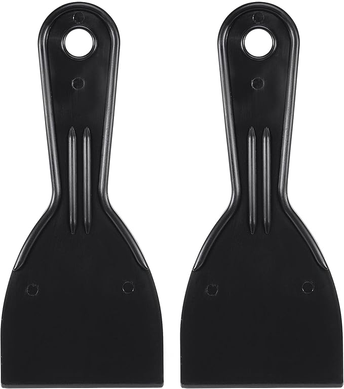 uxcell Putty Scraper 3" ABS Plastic Spatula Drywall Patch Repair Spreader Wall Covering Smoother Black 2Pcs